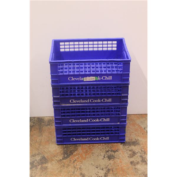 *(4) Heavy Duty Blue Plastic Packing Crates