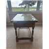 Image 1 : Wooden End Table with Glass Top & Drawer 19 Wide x 30 Deep x 22 High