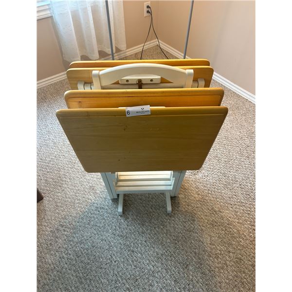 4 Wooden TV Tables with Stand  15 Deep x 19 Wide x 25 High & Brass Garbage Can