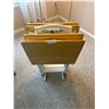 Image 1 : 4 Wooden TV Tables with Stand  15 Deep x 19 Wide x 25 High & Brass Garbage Can