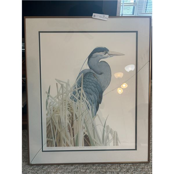 Great Blue Heron Framed Print Artist - Unknown (Cracked Glass) 21 Wide x 25 High 173/265