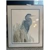 Image 1 : Great Blue Heron Framed Print Artist - Unknown (Cracked Glass) 21 Wide x 25 High 173/265