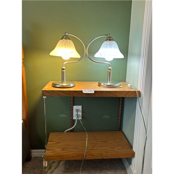 2 Bedside Lamps & 2 Floating Shelves