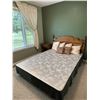 Image 1 : Queen Bed Frame with Head Board & Box Spring & Bedside Table