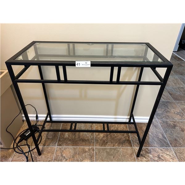 Decorative Metal & Glass Top Table  14 Deep x 29 Wide x 29 High