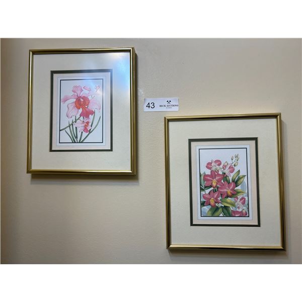 2 Framed Floral Prints both 8 Wide x 9 High