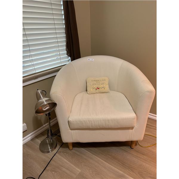 Ikea Armchair & Chrome Coloured Table Lamp