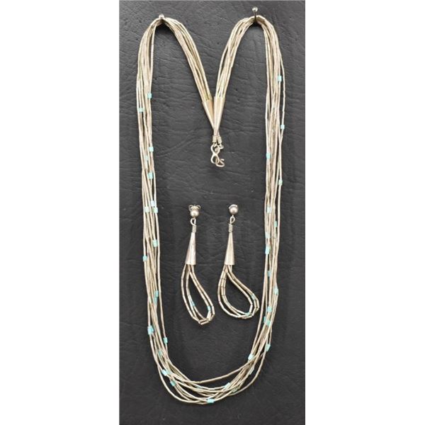 NAVAJO INDIAN NECKLACE AND EARRINGS