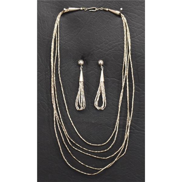 NAVAJO INDIAN NECKLACE AND EARRINGS