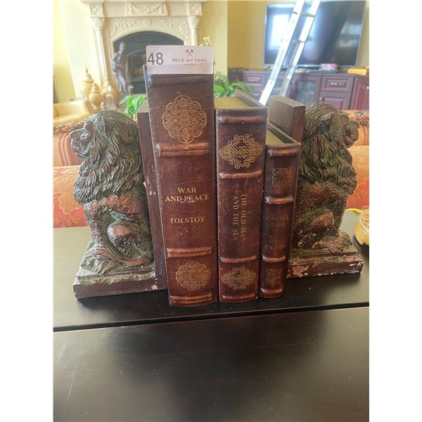 Lion Bookends & Storage Books
