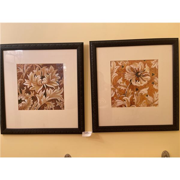 Pair Floral Pictures 18 x 19