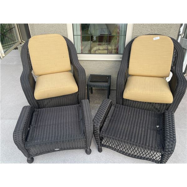 Pair Garden Chairs Stools & Side Table