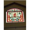 Image 1 : Giant G Stained Glass Window 66W Must be removed carefully - 2 Men 2 Ladders - Comes out in 4 Pieces