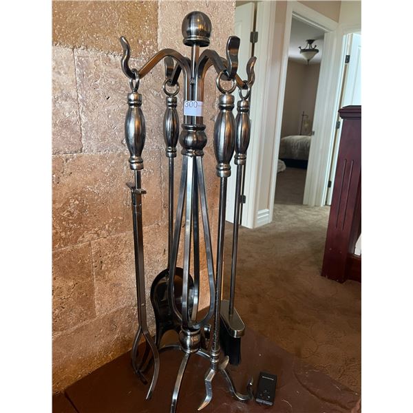 Fireplace Set Metal Silver Chrome Colour