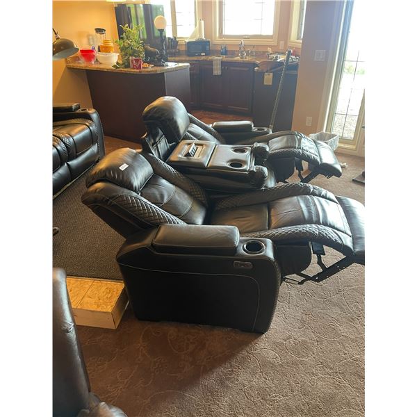 Leather Theater Seating With USB & Electrical Ports 86L x 36D x 41T Headrest Electric As Well