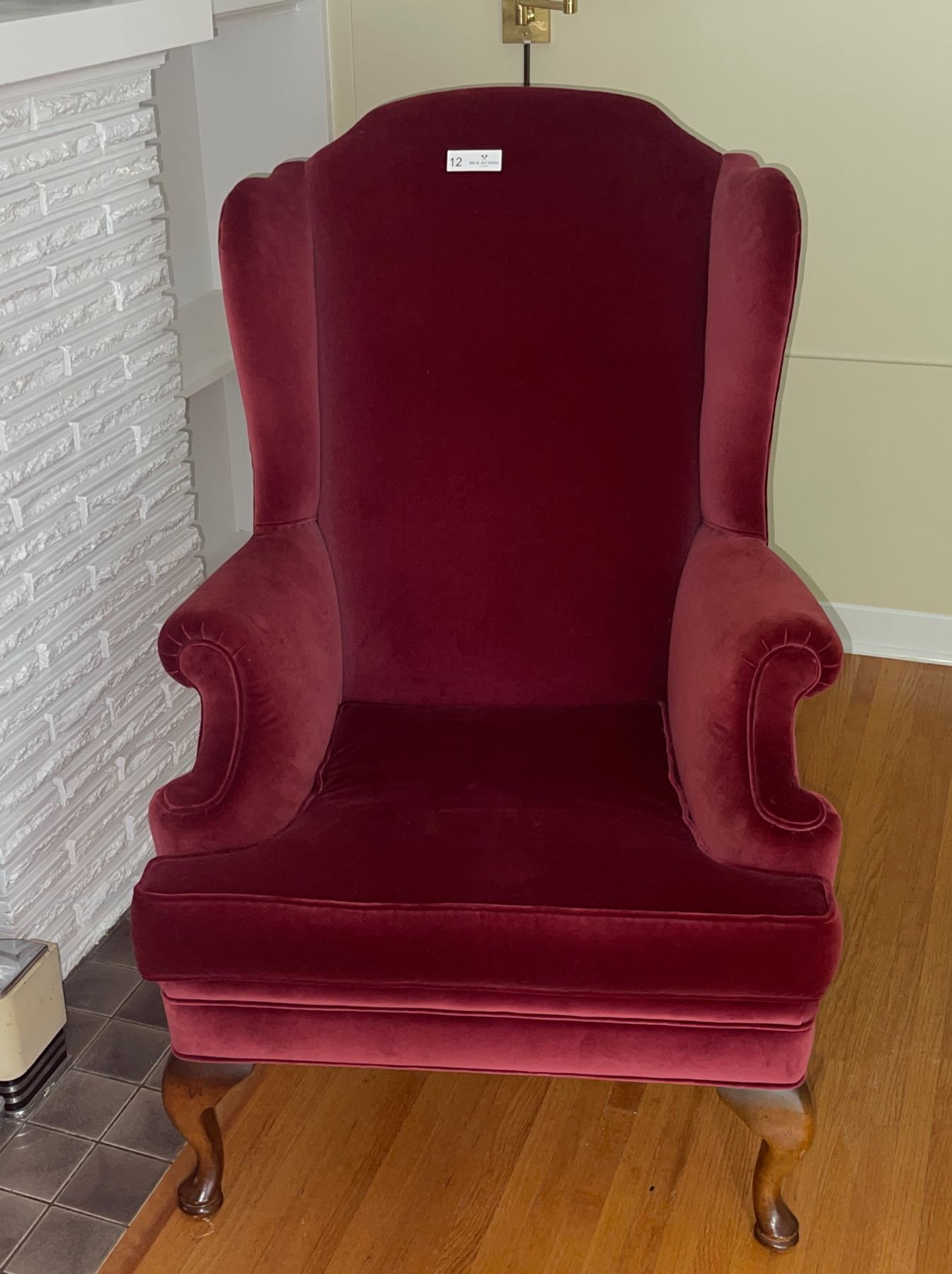 Burgundy Wing Back Chair 45H x 24W x 20D - Beck Auctions Inc.