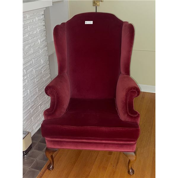 Burgundy Wing Back Chair 45H x 24W x 20D