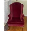 Image 1 : Burgundy Wing Back Chair 45H x 24W x 20D