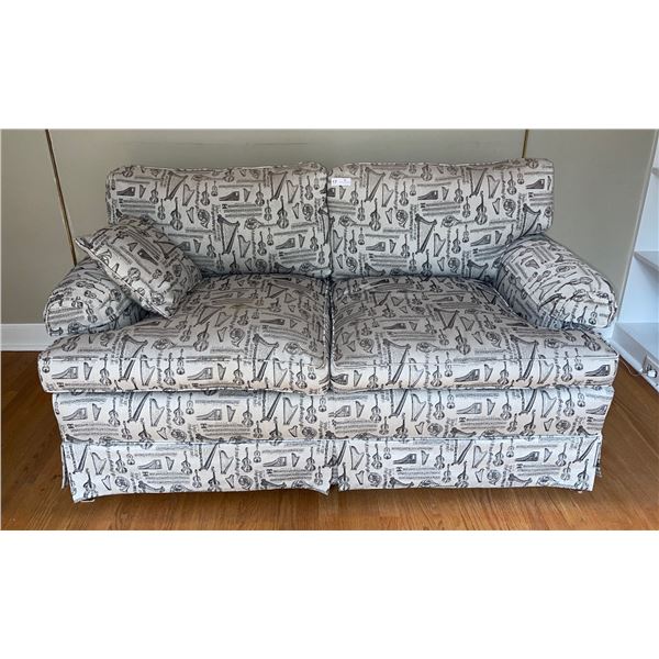 Mid Century White Settee Love Seat 60W x 37D x 34H