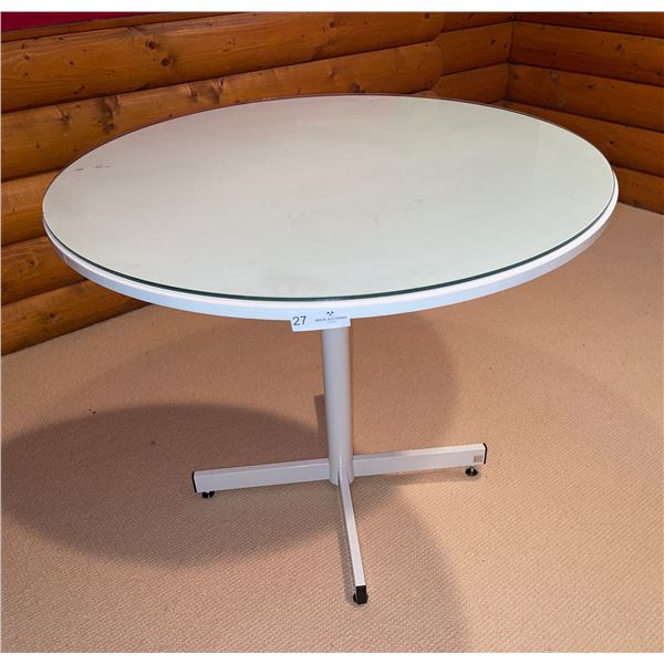 White Glass Top Table - 36"W x 29.5"H