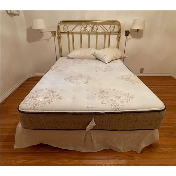 Brass Headboard Mattress and Frame -Mattress 54"W x 72"L, Headboard 55"W x 54"H