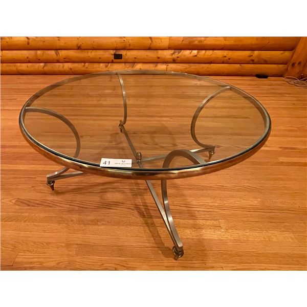 Glass Top Metal Table 35W x 18H
