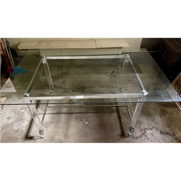 Glass Top Metal Table 64L x 38W x 30T