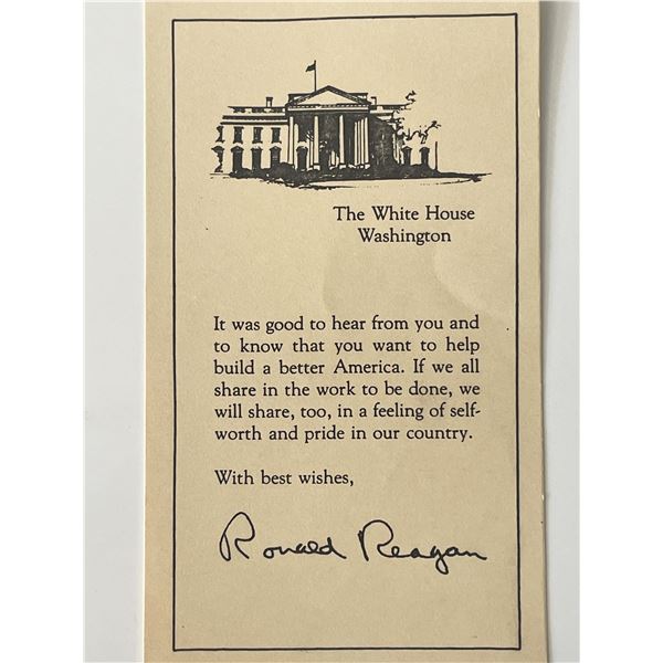 Ronald Reagan signed note