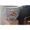Image 1 : LARGE CHINESE PORCELAIN FLORAL POLYCHROME FISH BOWL (16" X 18")