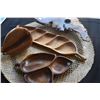 Image 3 : SORENSEN MONKEYPOD LEAF TRAY, WOOD CARVED COWRY SHELL, KOU FROG HOLDER & FINE WOVEN MAT (5 PCS)