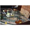 Image 1 : 3/4" GLASS TOP COFFEE TABLE W/BASE (39 3/4" X 39 3/4")