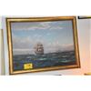 Image 2 : FRAMED ANTIQUE OIL ON CANVAS, "MARITIME"; SIGNED (39" X 30")