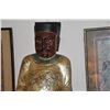 Image 2 : CHINESE TAOIST CARVED WOOD GILT DEITY (34")