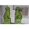 Image 2 : CHINESE PORCELAIN GREEN CRACKLE GLAZE SITTING FOO DOGS (11") (2 PCS)