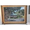 Image 2 : FRAMED OIL ON CANVAS, WAIMANALO COTTAGE; SIGNED LEW KAUFMAN