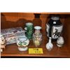 Image 1 : MIXED LOT: ASSORTED VASES, BOX, PORCELAIN EGGS, ETC. (8 PCS)