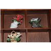 Image 8 : WALL HANGING CURIO CABINETS W/12 AMETHYST ZODIAC ANIMALS & 12 CERAMIC FLOWERS IN VASES