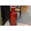 Image 2 : 25 1/2" CHINESE OXBLOOD VASE W/STAND