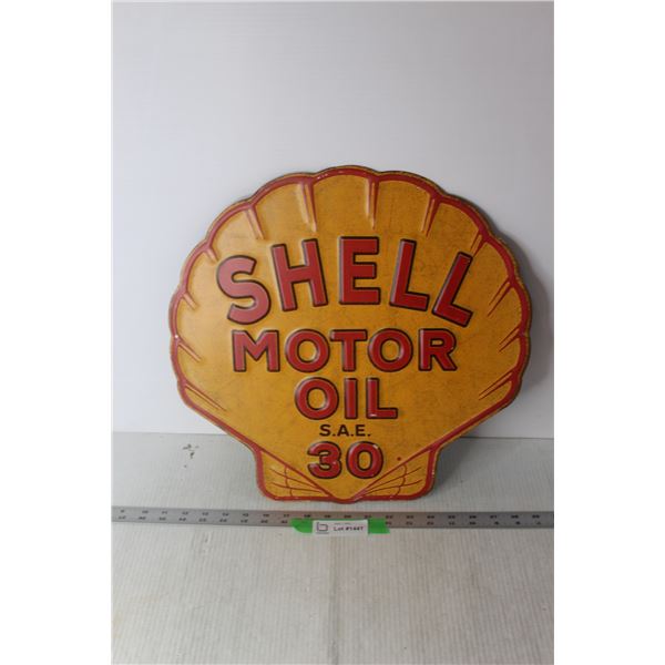 Tin Shell Motor Oil Fantasy Sign (16 - 1/2 x 17")