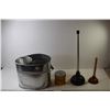 Image 1 : (2) Plungers + Mop Bucket + Vogue Cigarette Tobacco Tin Can