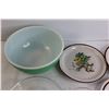 Image 2 : (3) Plates, (4) Bowls (Green Bowl is Pyrex)