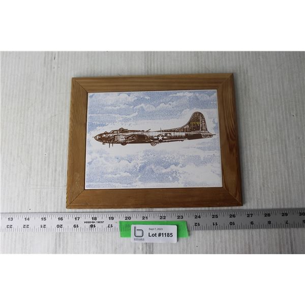 Framed Ceramic Art of a Plane - 8  x 10 