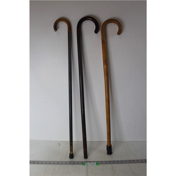 (3) Wooden Canes