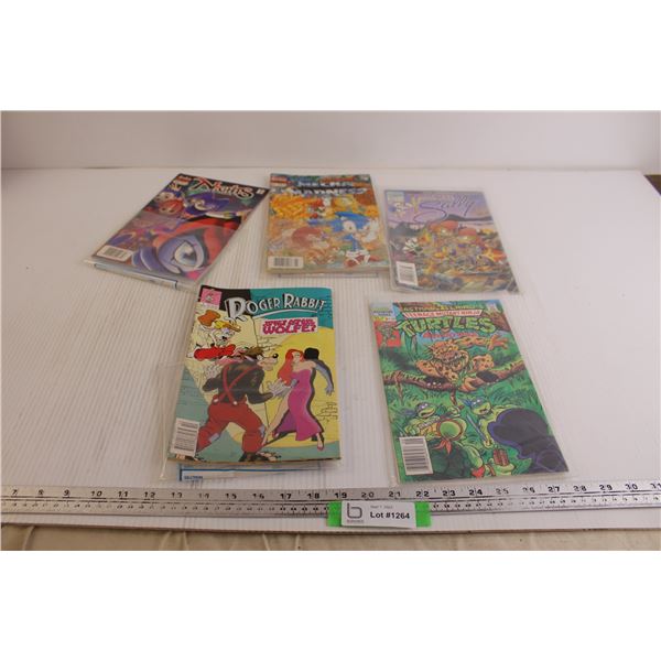 (5) Packs of Comics - Sonic, Princess Sally, Roger Rabbit, Teenage Mutant Ninja Turtles, Nights into