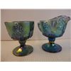 Image 1 : Vintage Carnival Glass Blue Iridescent Cream and Sugar Set