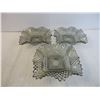 Image 2 : (3) Vintage Federal Glass Iridescent Smokey Ruffle Diamond Point Square Bowls