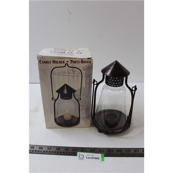 9  Metal and Glass Candle Holder