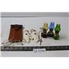 Image 1 : (3) Kerosene Lamps, Cross Necklace, Glasses, and Decorative Hands