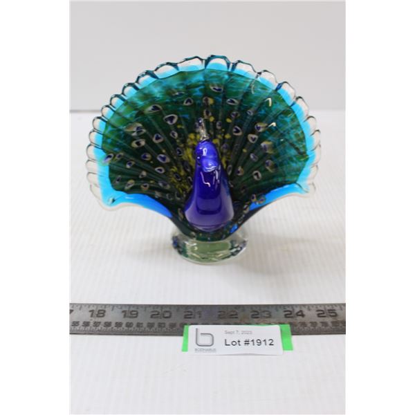 Glass Peacock Art Piece