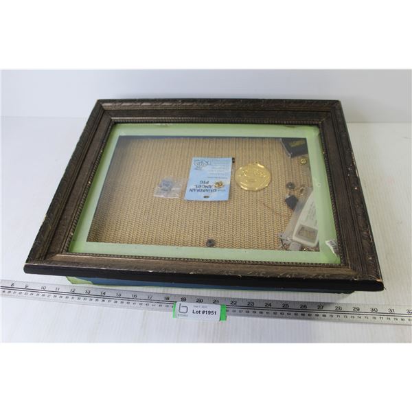 Framed Display Box w/Misc. Items